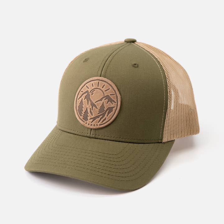 Range Leather Co. - Wholesale Trucker Hat - Unisex - Vintage Sunrise Hat | Leather Patch Trucker Hat3