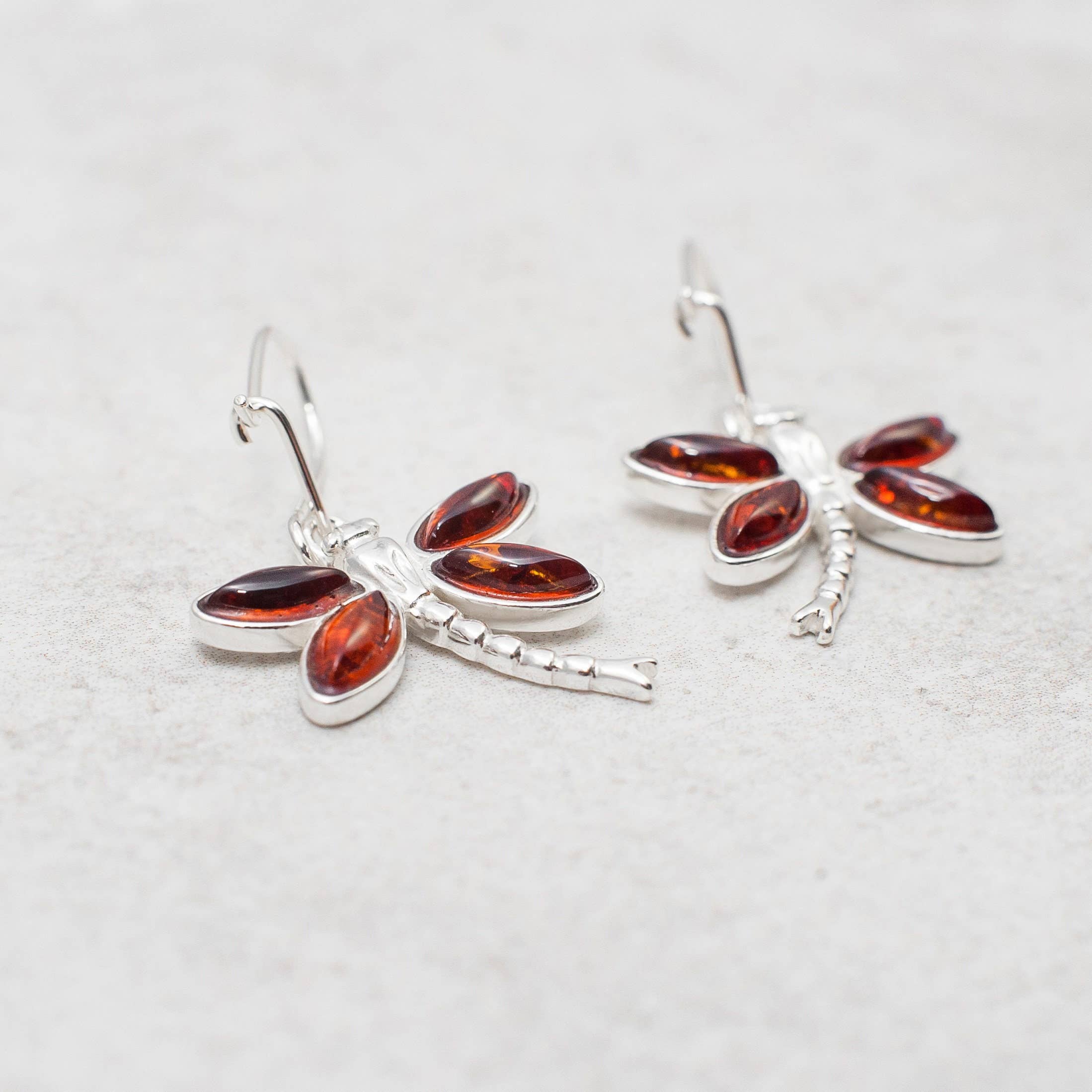Marcin Waryszak - Wholesale Dangle Earrings - Baltic Amber Dragonfly Earrings Silver Dragonfly Earrings2