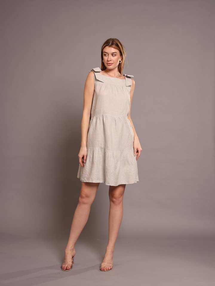 Leinen-Einteiler knielanges Kleid für den Großhandel von Fabthread