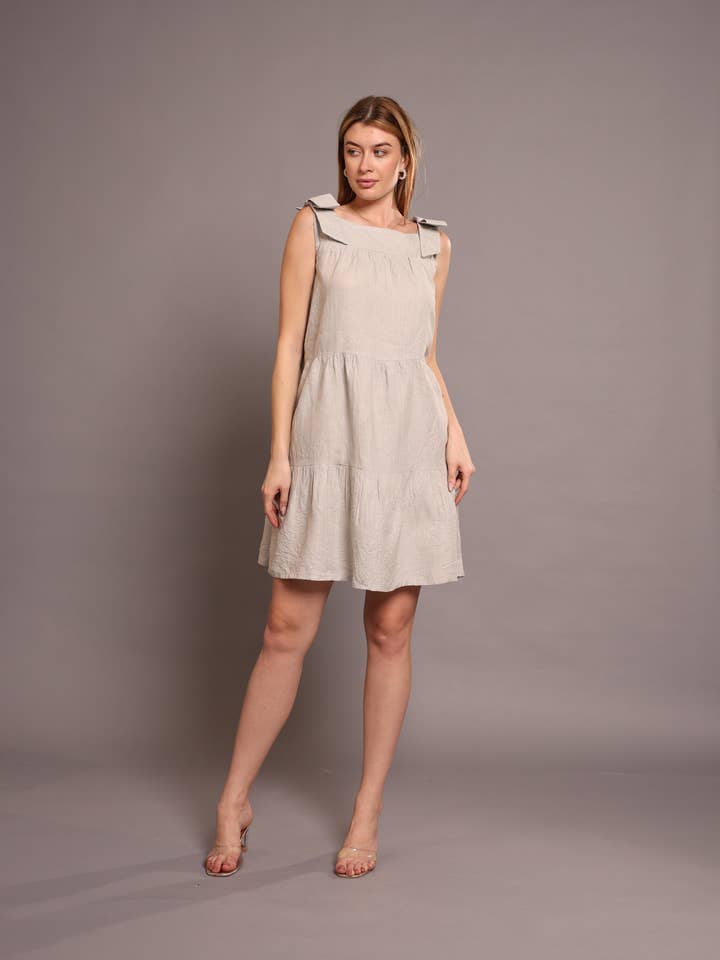Linen One Piece Knee Length Dress for wholesale by Fabthread