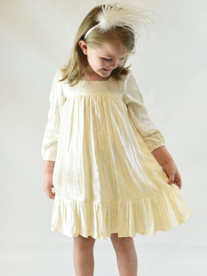 Ivory Velvet Shimmer Dress for wholesale by Yo Baby
