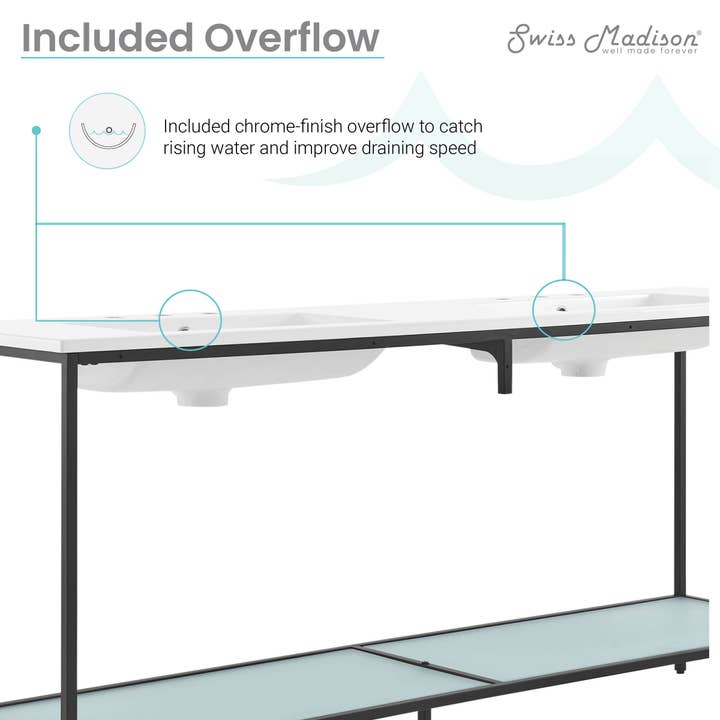 Swiss Madison - Wholesale Bathroom Side Table - Pierre Double Freestanding Open Shelf Metal Bathroom Vanity6