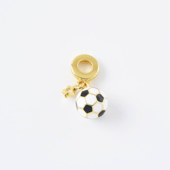 Beads Creation - Wholesale Individual charm/pendant - Enamel Star Soccer Ball Charm Pendant in Gold Filled, CP2120
