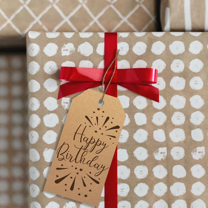 Etiquetas de Presente Feliz Aniversário - pack de 12 por atacado de Just Cards Direct