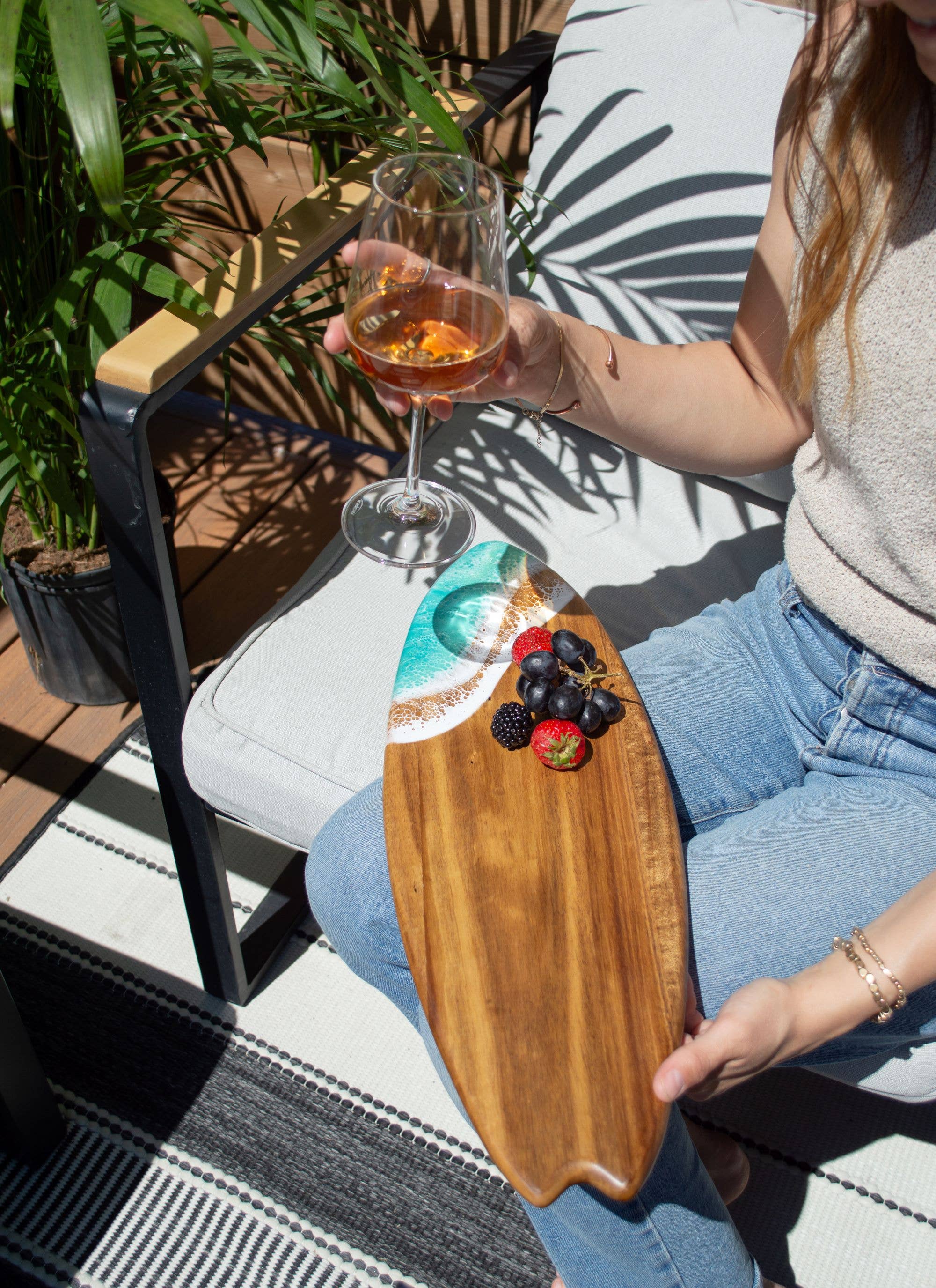 Lynn & Liana Designs - Wholesale Cheese Board - Resin-Accented Surfboard Shaped Charcuterie Board NO TARIFFS10