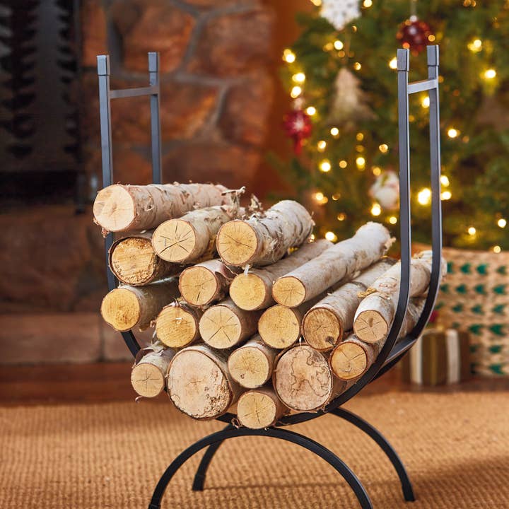 Argyle Log Holder Black Iron Christmas for wholesale by tag