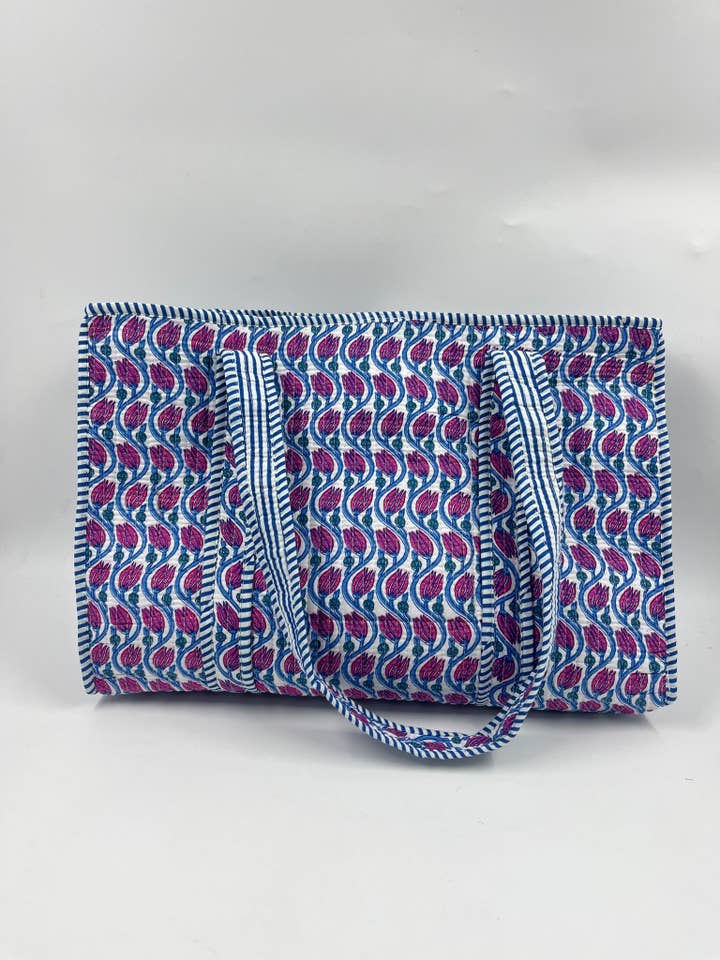 Borsa Tote (Piccola) Reversibile Boho Trapuntata Kantha 100% Cotone per la vendita all'ingrosso da parte di Funky Yak Ltd