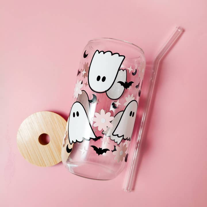 Tazza di vetro per caffè Flower Ghost per la vendita all'ingrosso da parte di honeysheshome