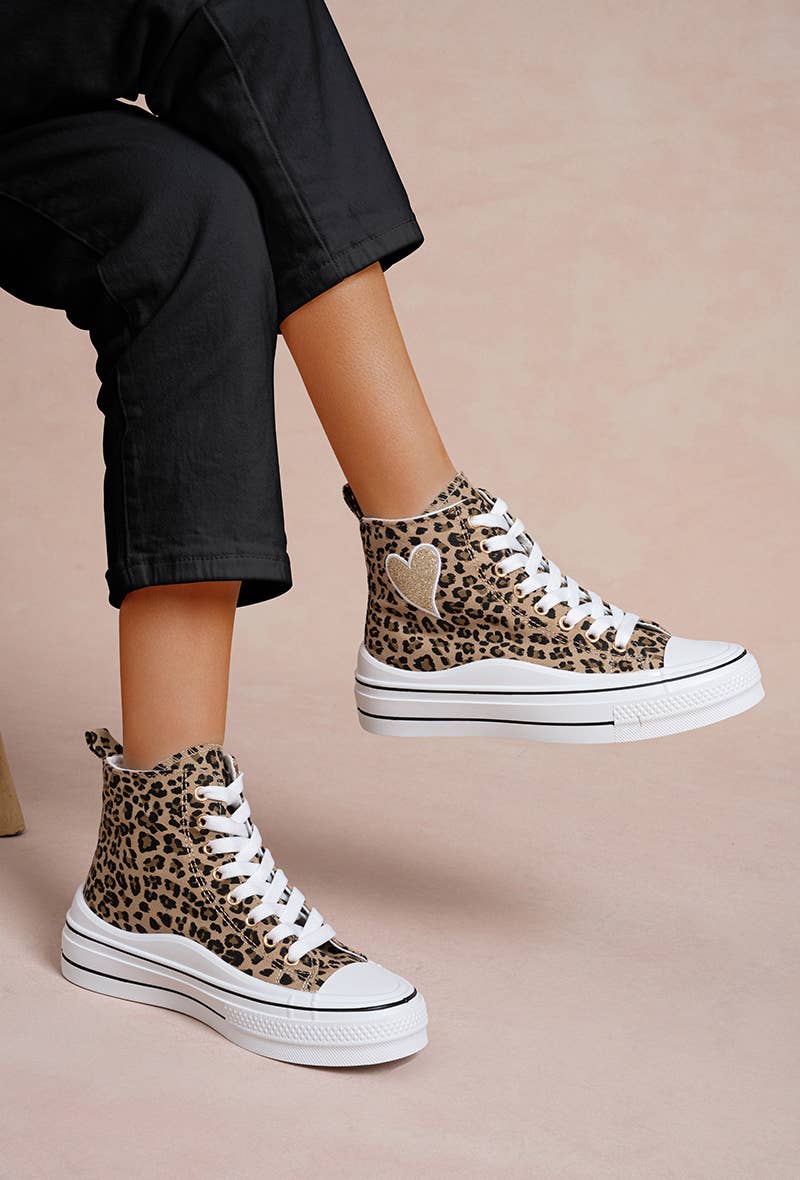 LADY GLORY - Wholesale Lifestyle Sneakers - Women's - Women's High-Top Sneakers with Glitter Heart10