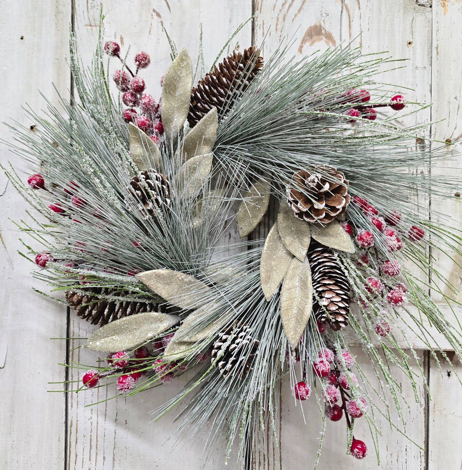 Wholesale Home Decor – wholesale Konstgjorda blommor – Frostig jul 16,5 cm ljuskrans0