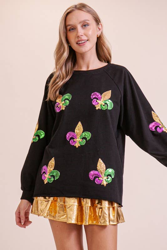 Vanilla Monkey – T-shirt gráfica - Mulher por atacado – Camisola de Lantejoulas Mardi Gras0