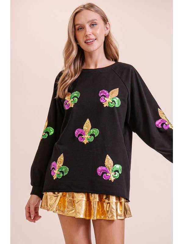 Vanilla Monkey - Wholesale T-Shirt (Graphic) - Women's - Mardi Gras Sequin Sweater Top