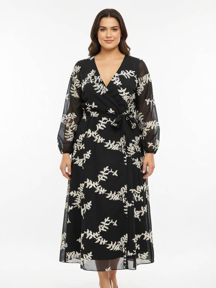 Black lp16443 Long dresses with lily embroidery plus+ for wholesale on Faire0