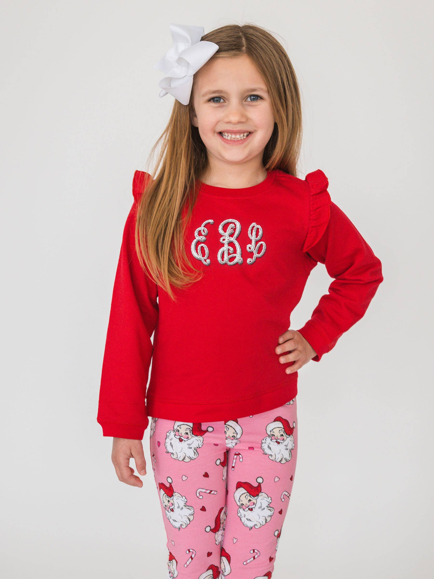 Rouge Sweat-shirt rouge en tricot à volants pour filles en vente sur Faire8