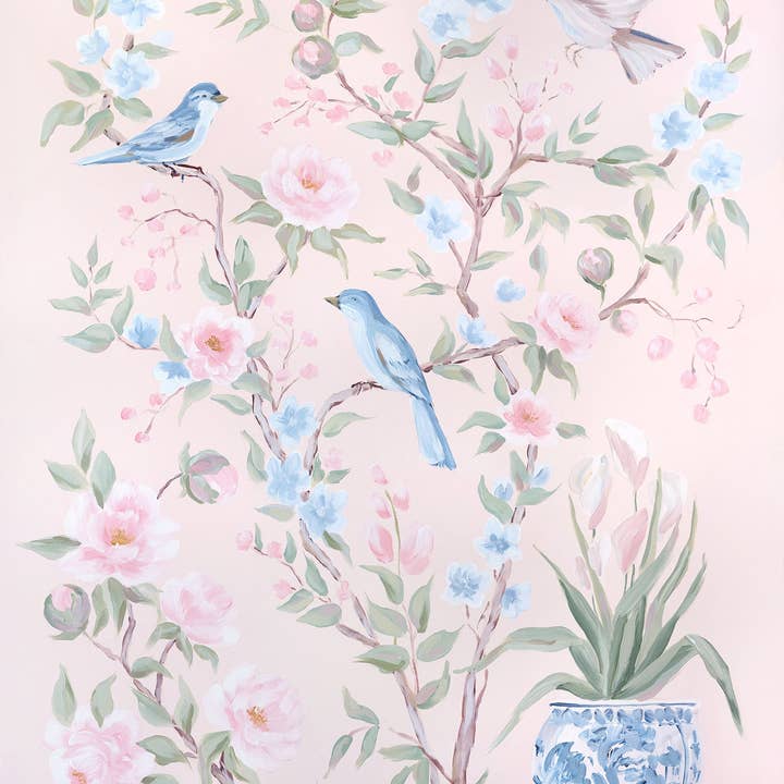 Nr. 164 Blush Chinoiserie Nr. 2, een kunstdruk op papier voor wholesale door Elizabeth Alice Studio