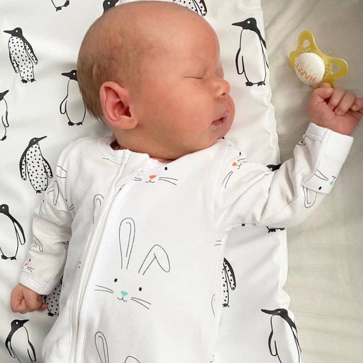 Rabbit Print Footless Zipped Babygrow for wholesale by ZIPPYUP