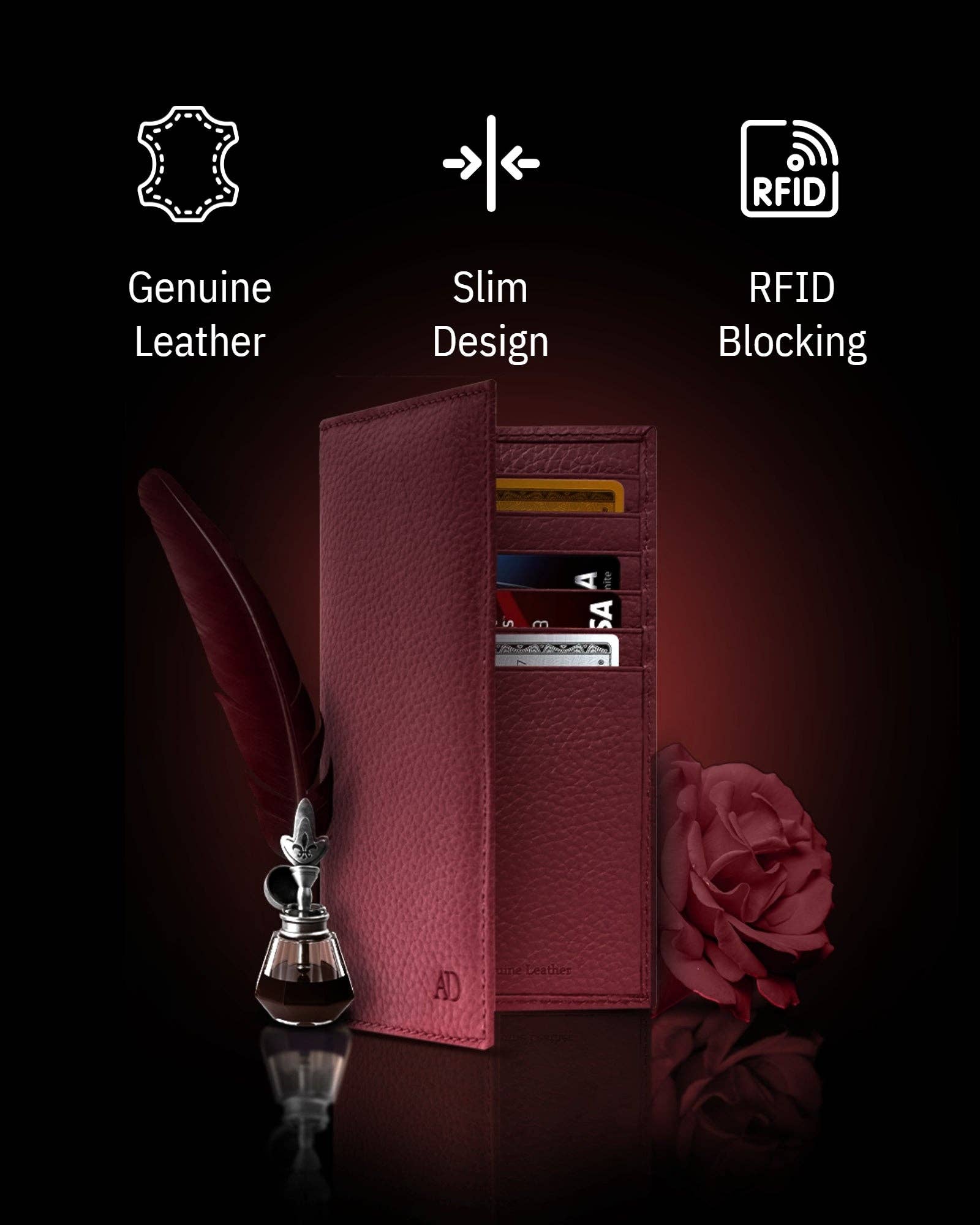 Access Denied Accessories - Wholesale Wallet - Unisex - Genuine Leather Checkbook Cover For Women &Men RFID Blocking9