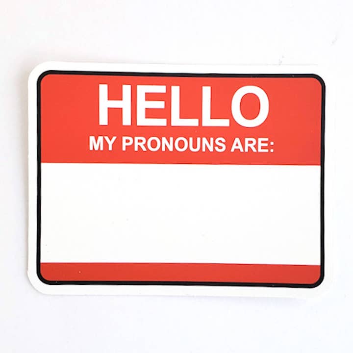 Hello My Pronouns Are Sticker for wholesale by Little Rainbow Paper Co
