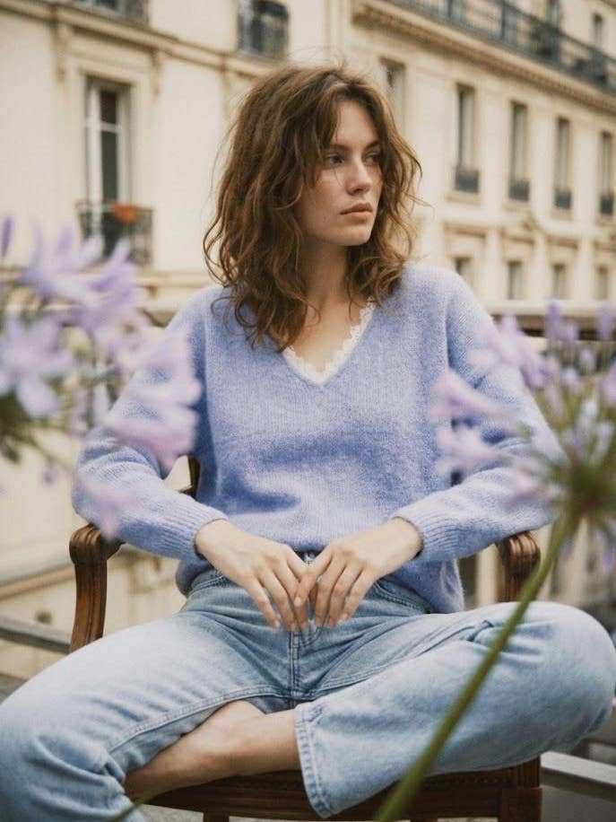 Pullover mit englischem Stickkragen @23810_PulloverStickkragen für den Großhandel von Mimi & Gogo