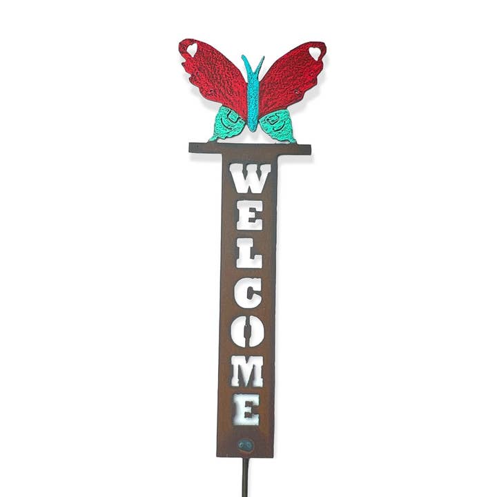 Whimsies - Wholesale Garden/Lawn Stake - Butterfly welcome sign plant stake garden nature gift spring