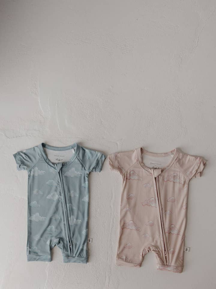 Forever French Baby - Wholesale Jumpsuit - Baby - Bamboo Zip Shortie | Ruby