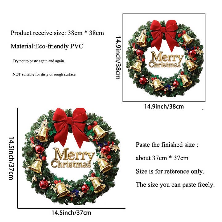 Buddha Yoga - Wholesale Decorating tool - Christmas Bell Wreath Wall & Window Sticker Decor1