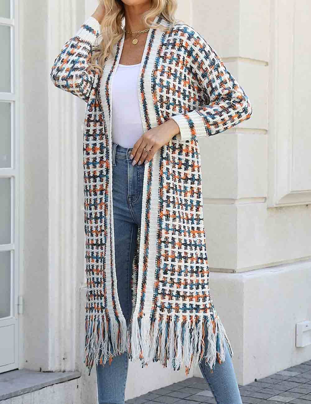 Sweetkama – wholesale Cardigan – Women’s – Ladies Multi Color Front Open Tassels Chunky Knit Cardigan13