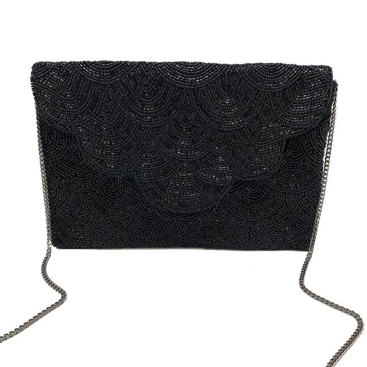 POCHETTE NERA CON PERLINE A CONCHIGLIA per la vendita all'ingrosso da parte di Pizzazz, Inc.