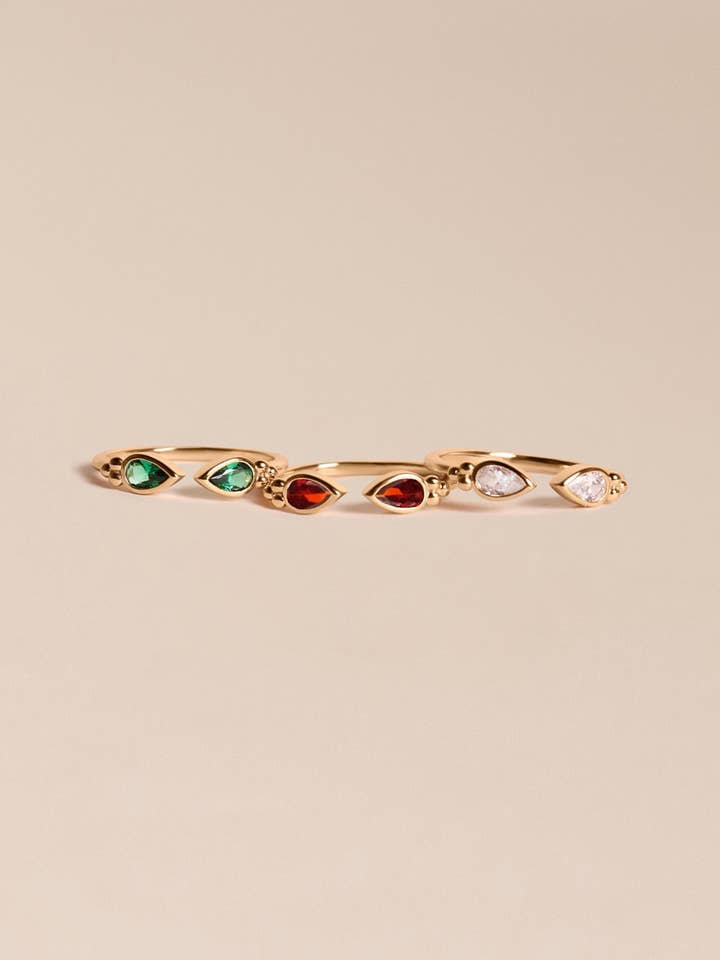 Alma verstelbare ring met twee gekleurde zirkonen voor wholesale door Waekura