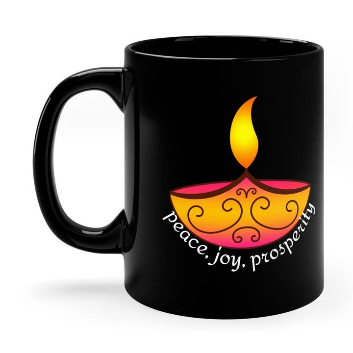 Indische Diwali-Kerze, Keramik, 11 Unzen, Schwarz für den Großhandel von Pugs In Mugs Creations