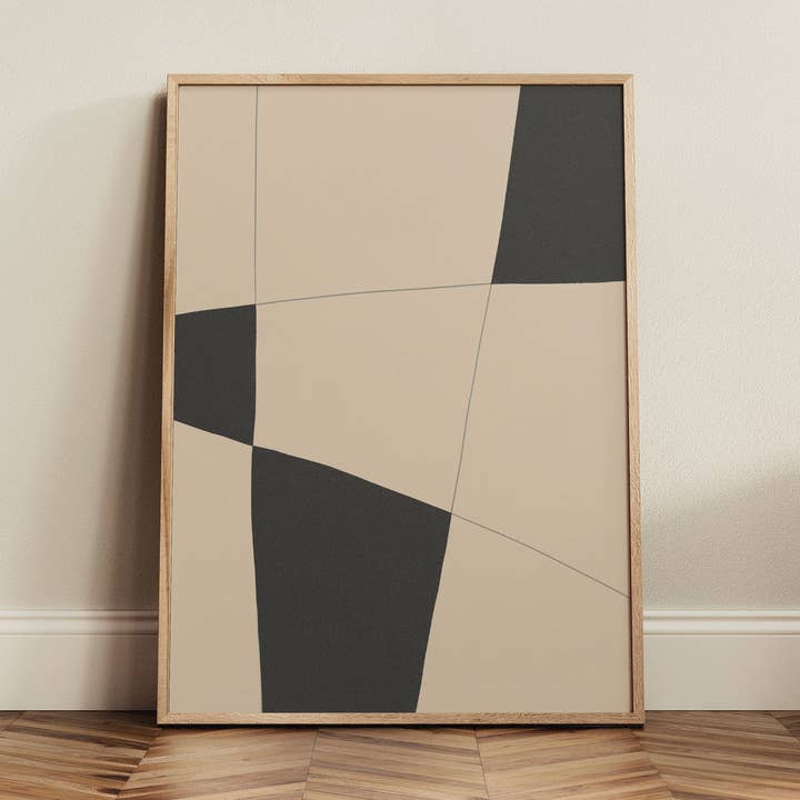 Impressão de Arte em Grade Abstrata: Giclée Minimalista em Preto e Branco por atacado de Sun to Sea