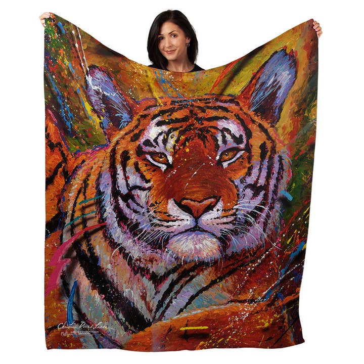 50" x 60" Tiger Plush Minky Blanket for wholesale by Artopia