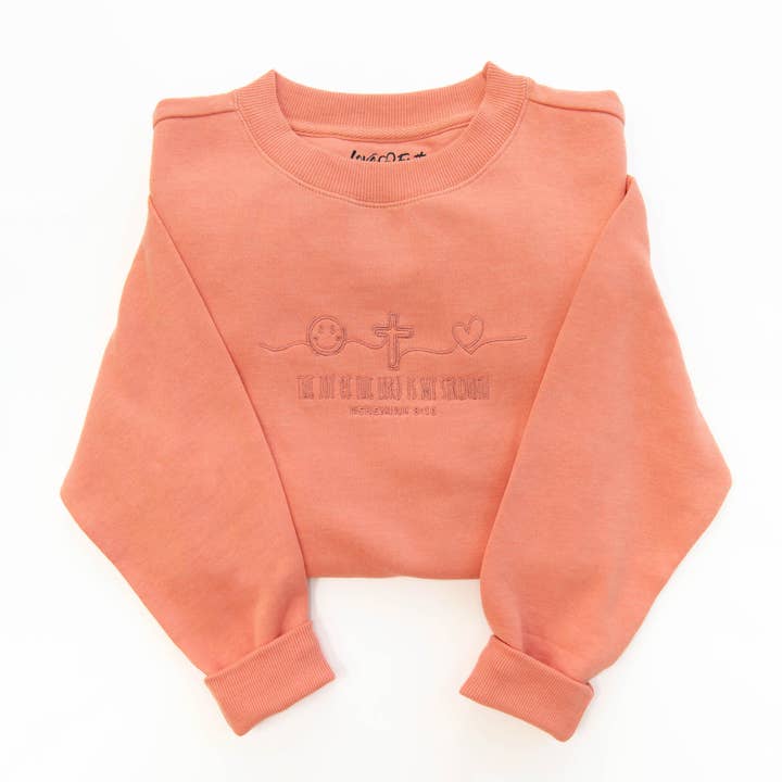 Joy of the Lord Embroidered Crewneck Sweatshirt for wholesale by Love in Faith