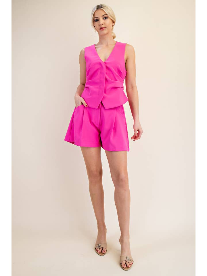 Glam - Wholesale Suit Vest - Women's - Ruched Tailored Vest