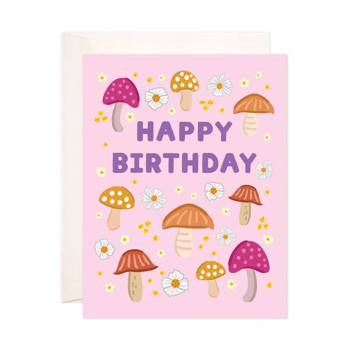 Floral Mushrooms Greeting Card - Birthday Card for wholesale by Bloomwolf Studio