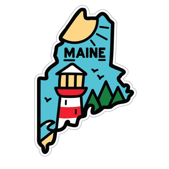 Adesivo in vinile fustellato Maine Lighthouse State Pride per la vendita all'ingrosso da parte di RetroPlanet