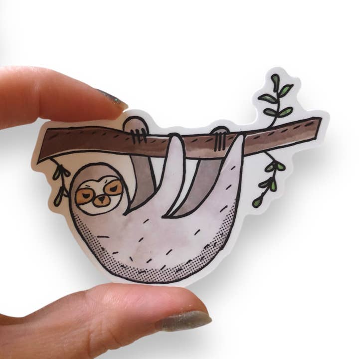 lola the sloth | vinyl sticker for wholesale by Evil Llama and Friends