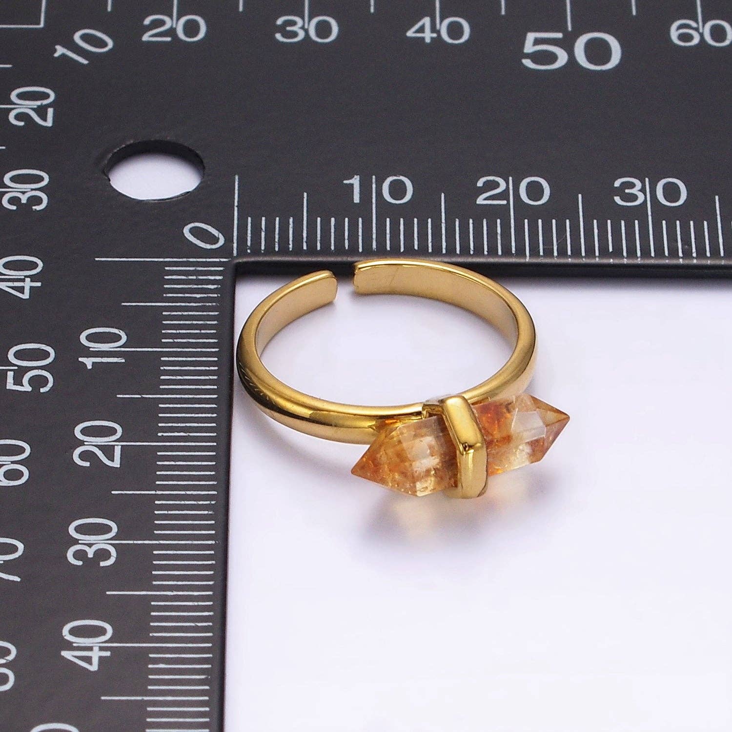 Aim Eternal - Vente Solitaire - Bague en or 14 carats en forme de citrine, quartz rose, aigue-marine, amazonite, howlite, améthyste, labradorite, onyx | O1043 - O10508