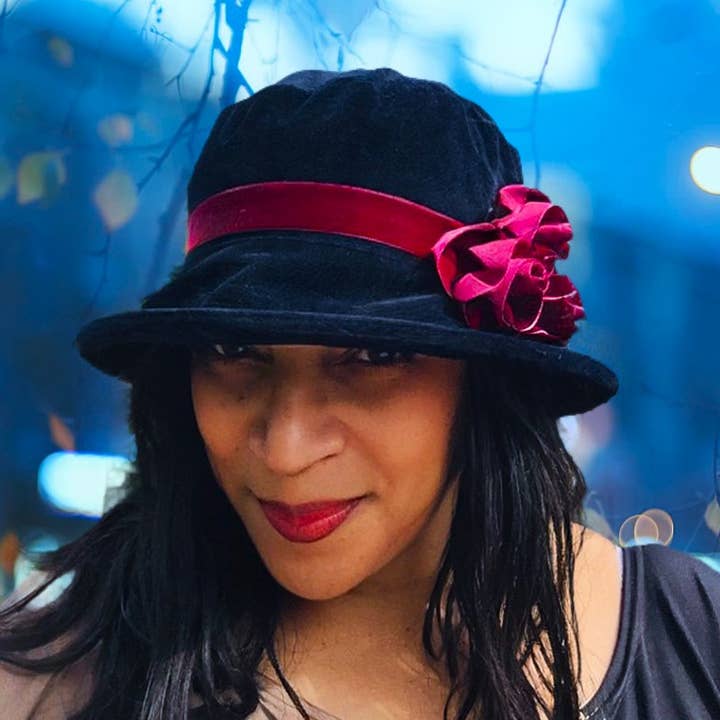 Chapéu de Outono & Inverno Neat Cloche Style 1920, Azul Marinho & Borgonha por atacado de Peak & Brim Hats