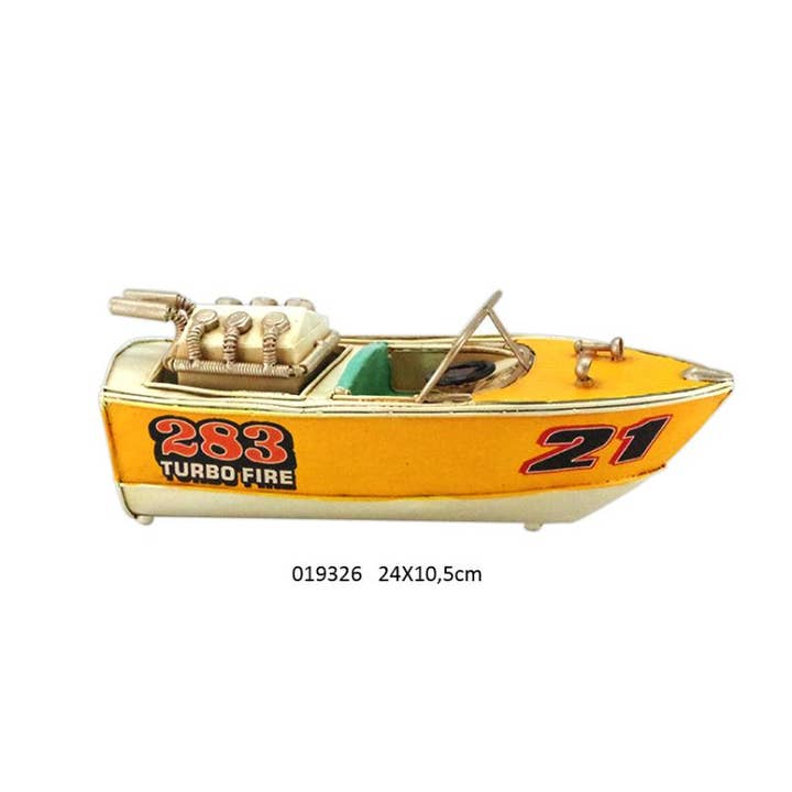 Faye - Wholesale Decorative Tabletop Object - Yellow Boat Gm 24 X 10.5 X 8.5 cm