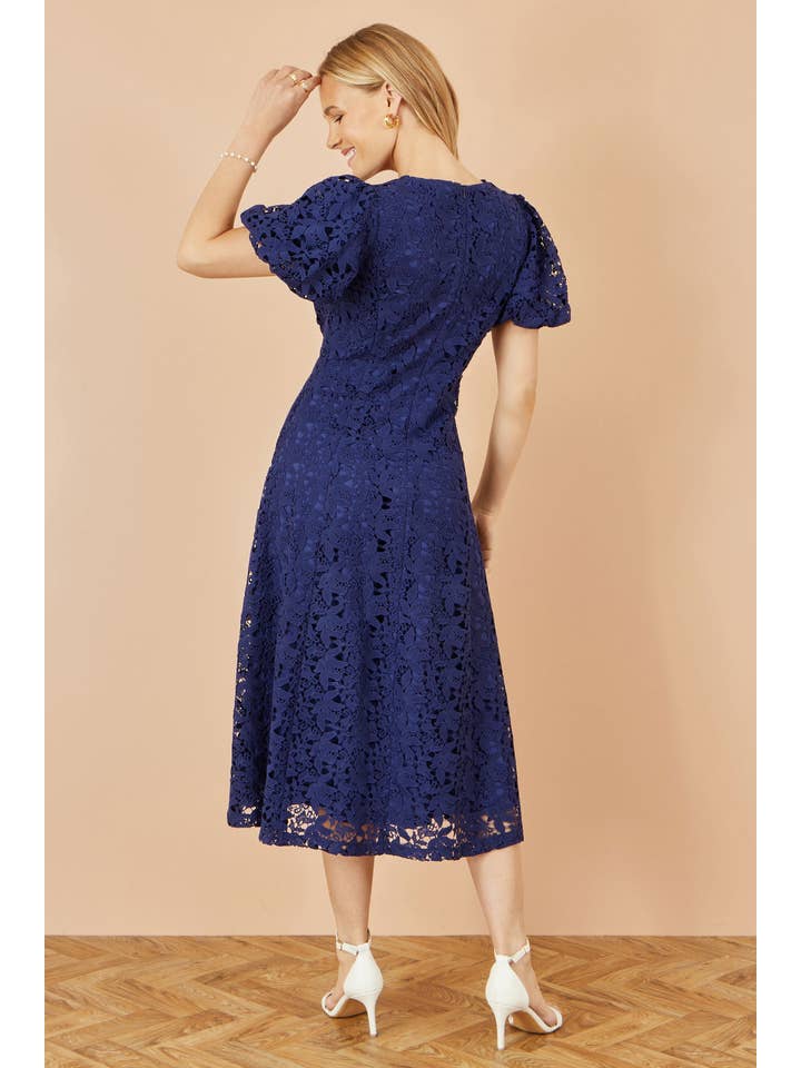 Yumi Navy Lace Midi Skater Dress for wholesale on Faire3