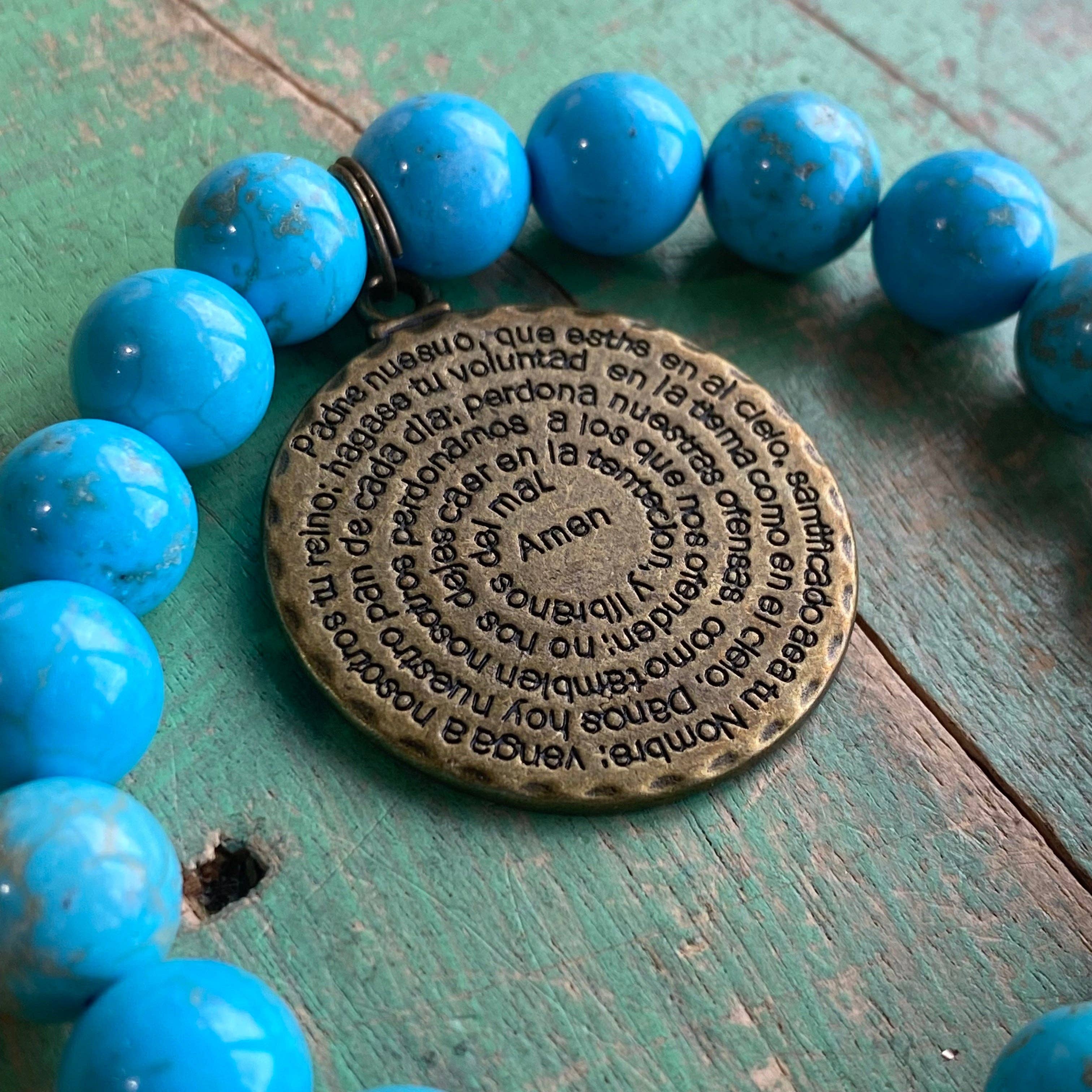 Love and Honor Jesus LLC - Wholesale Beaded Bracelet - Padre Nuestro Turquoise Bracelet2
