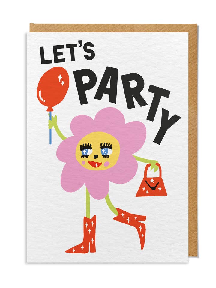 Celebration Card — "Let's Party" Flower Character for wholesale by SANDERS DE ROEPER