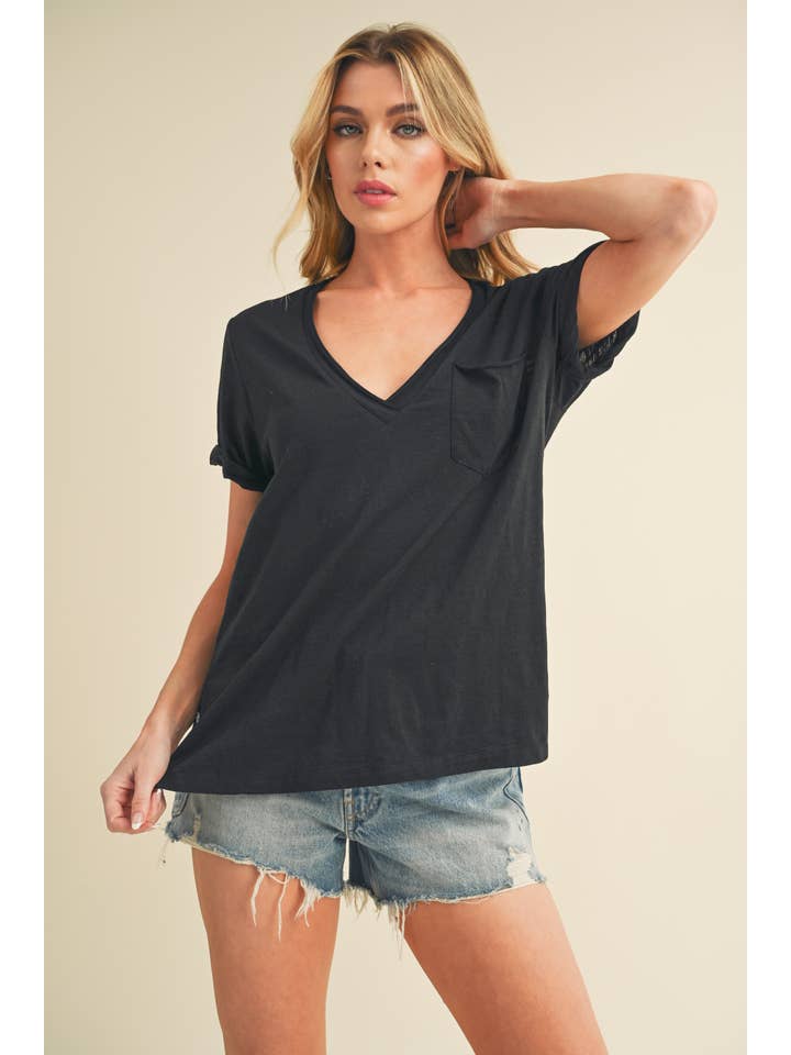 AEMI + CO - Wholesale T-Shirt - Women's - 8286DK Zoie V-Neck Short Sleeve Top 5