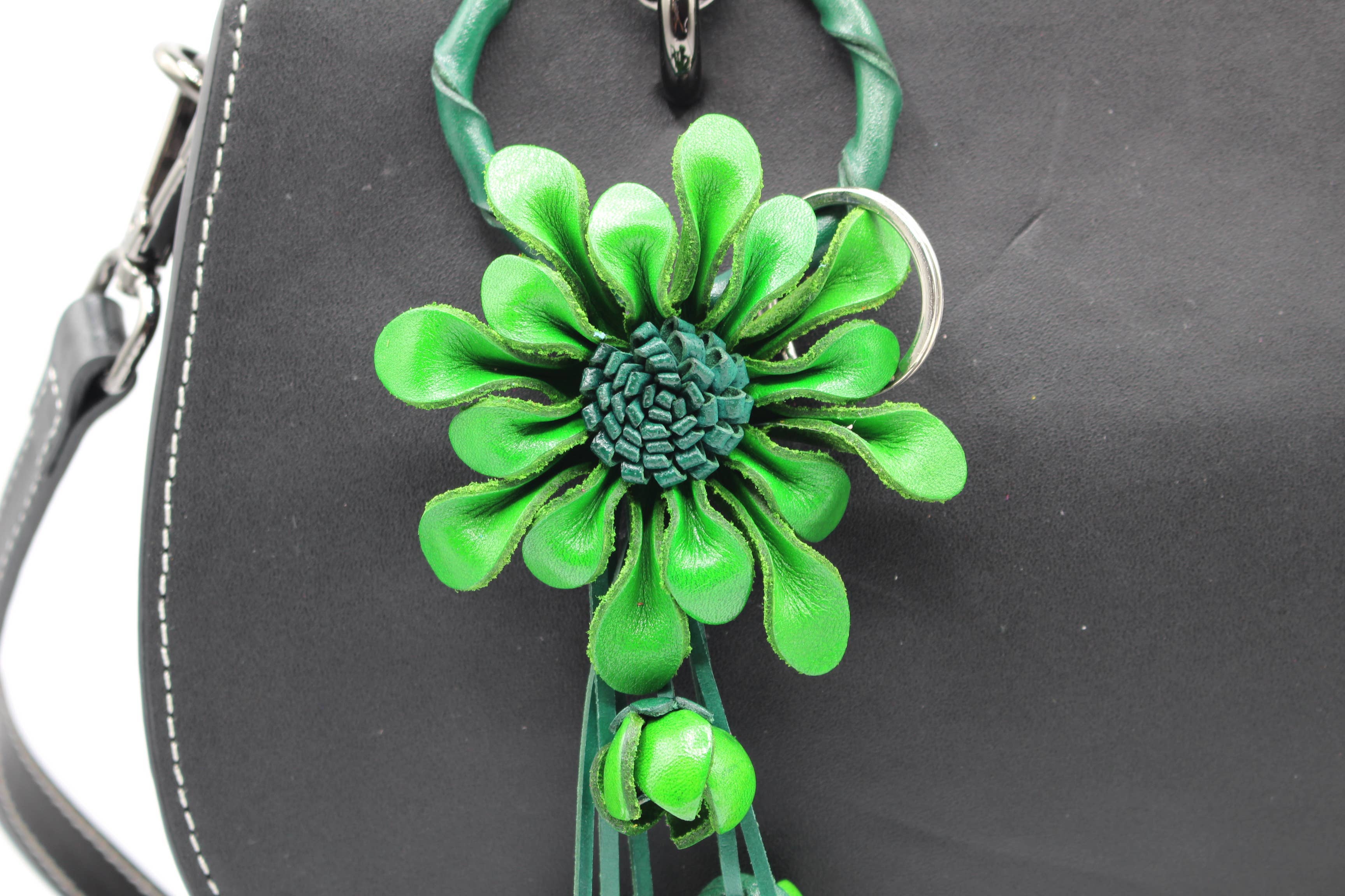 Sunflower Handmade leather inc – Porta-chaves - Mulher por atacado – Porta-chaves de flor de couro chaveiro bolsa charm.8