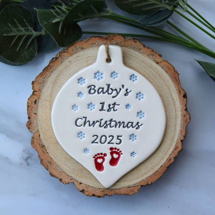 Broadlands Pottery - Wholesale Ornament - Christmas -Baby's First Christmas -Handmade ceramic bauble 2