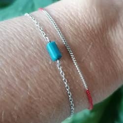 Fine chain bracelet in silver and colored pearl PASTILLE for wholesale by Siane