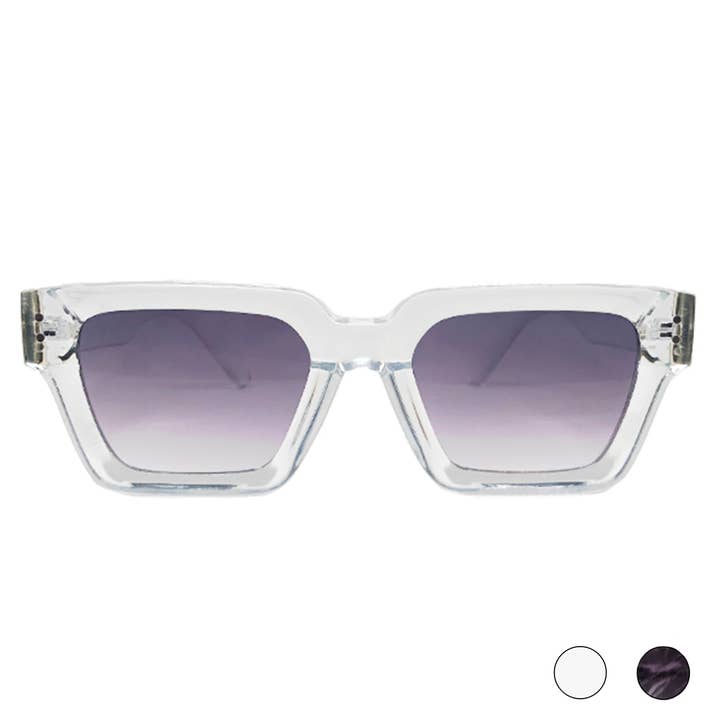 Maple Sunglasses (Walnut | Beechwood | Rosewood & Maplewood) - Wholesale Sunglasses - Women's - Lennox - Thick Cut Square Frame, in Clear or Marble6