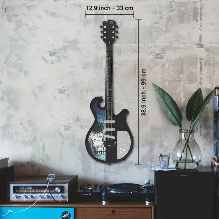 Färgkonst Elgitarr Metall Väggfärgkonst för wholesale på Faire