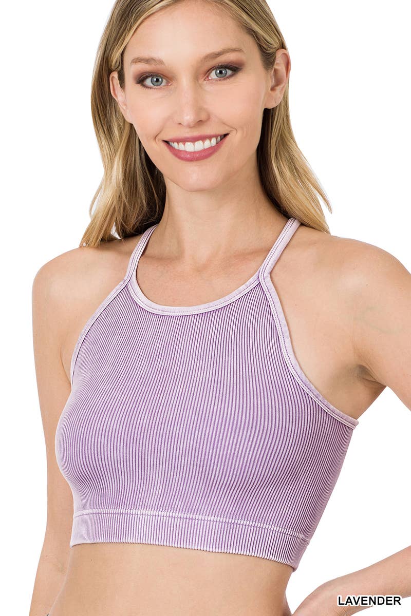 42POPS - Wholesale Tank Top - Women's - `.Washed Seamless Halter Crop Tank12